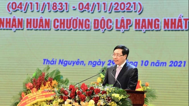 Phó thủ tướng Thường trực Chính phủ Phạm Bình Minh phát biểu tại Lễ kỷ niệm.