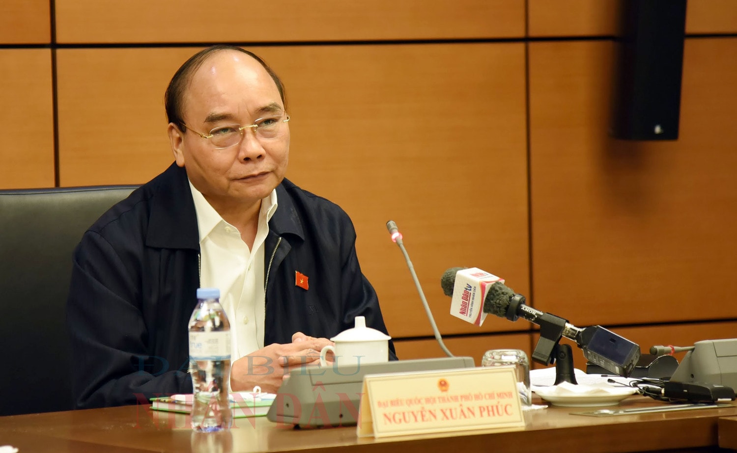 Chủ tịch nước Nguyễn Xuân Phúc phát biểu tại phiên thảo luận Tổ Ảnh: Quang Khánh