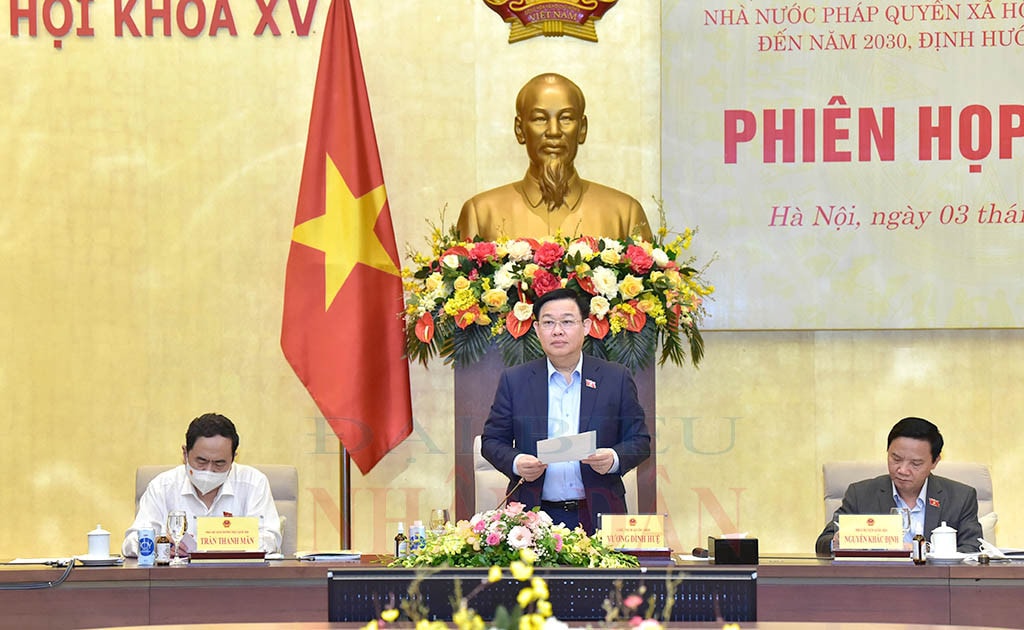 Chủ tịch Quốc hội Vương Đình Huệ phát biểu tại phiên họp Ảnh: Lâm Hiển Ảnh: Lâm Hiển