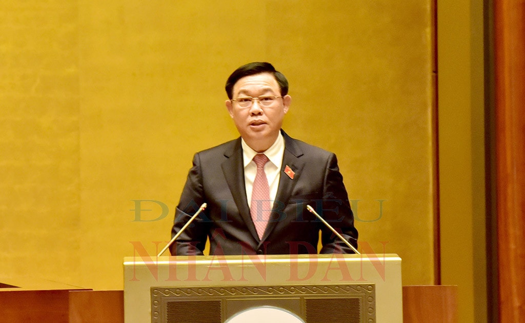 Chủ tịch Quốc hội Vương Đình Huệ phát biểu bế mạc Kỳ họp thứ Hai, Quốc hội Khóa XV Ảnh: Lâm Hiển Ảnh: Lâm Hiển
