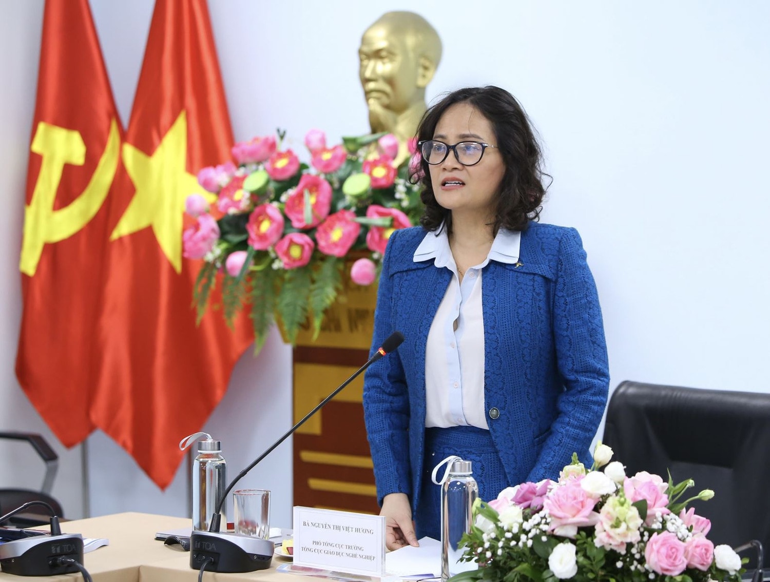 Phó tổng cục trưởng Tổng cục GDNN Nguyễn Thị Việt Hương phát biểu Ảnh: T. Trung Phó tổng cục trưởng Tổng cục GDNN Nguyễn Thị Việt Hương phát biểu Ảnh: T. Trung