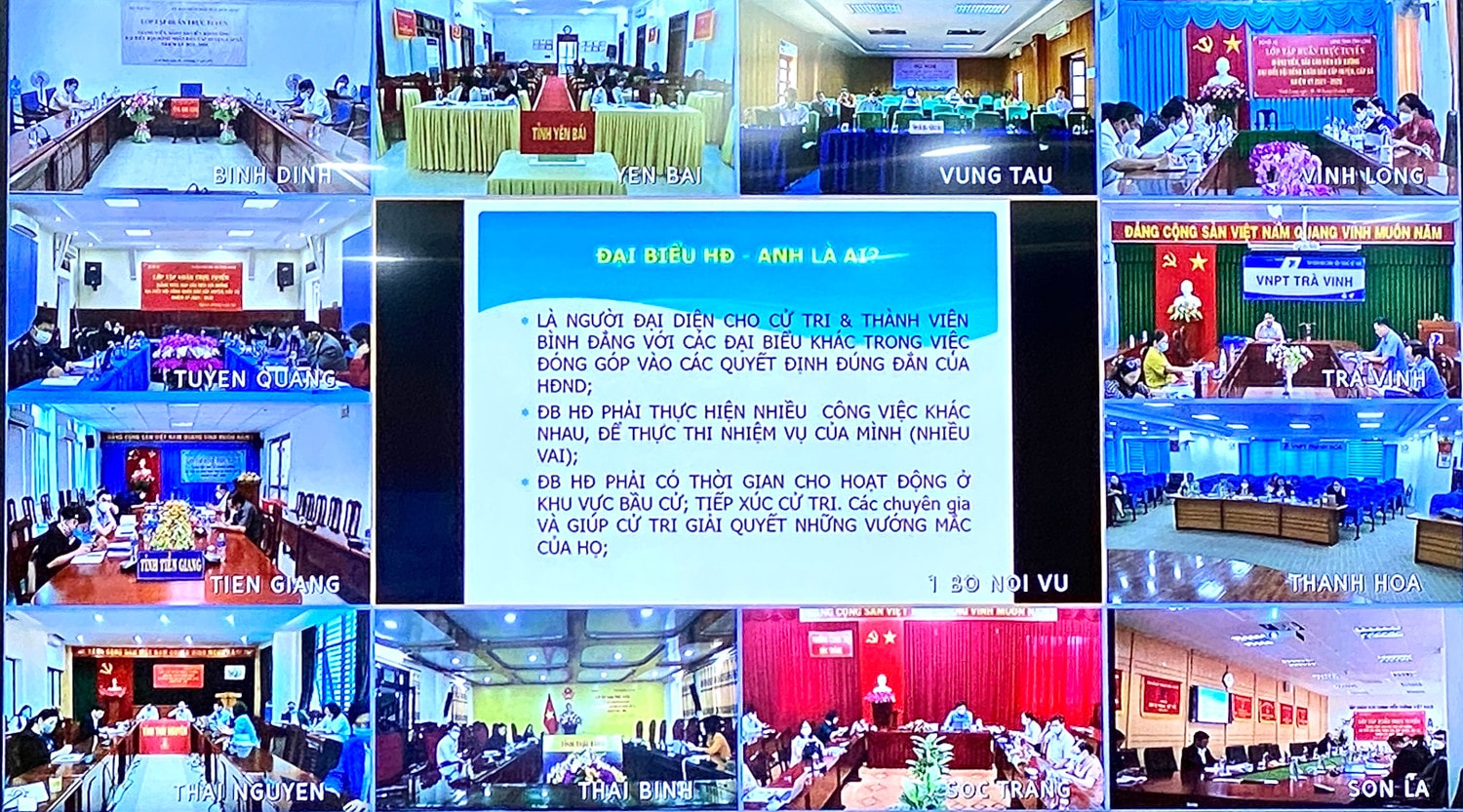 Quang cảnh lớp tập huấn qua các điểm cầu trực tuyến Ảnh: Tùng Dương