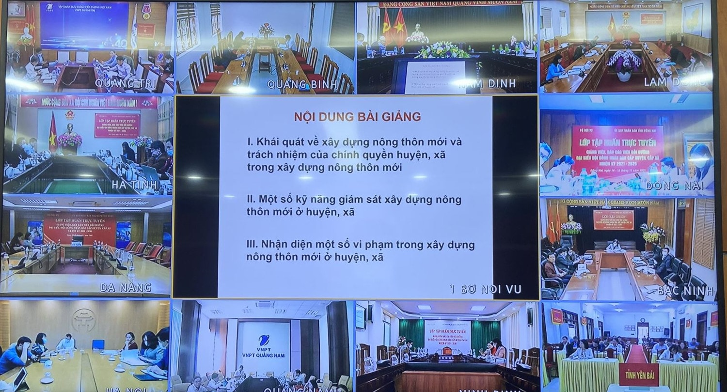 Quang cảnh lớp tập huấn tại điểm cầu trực tuyến các địa phương