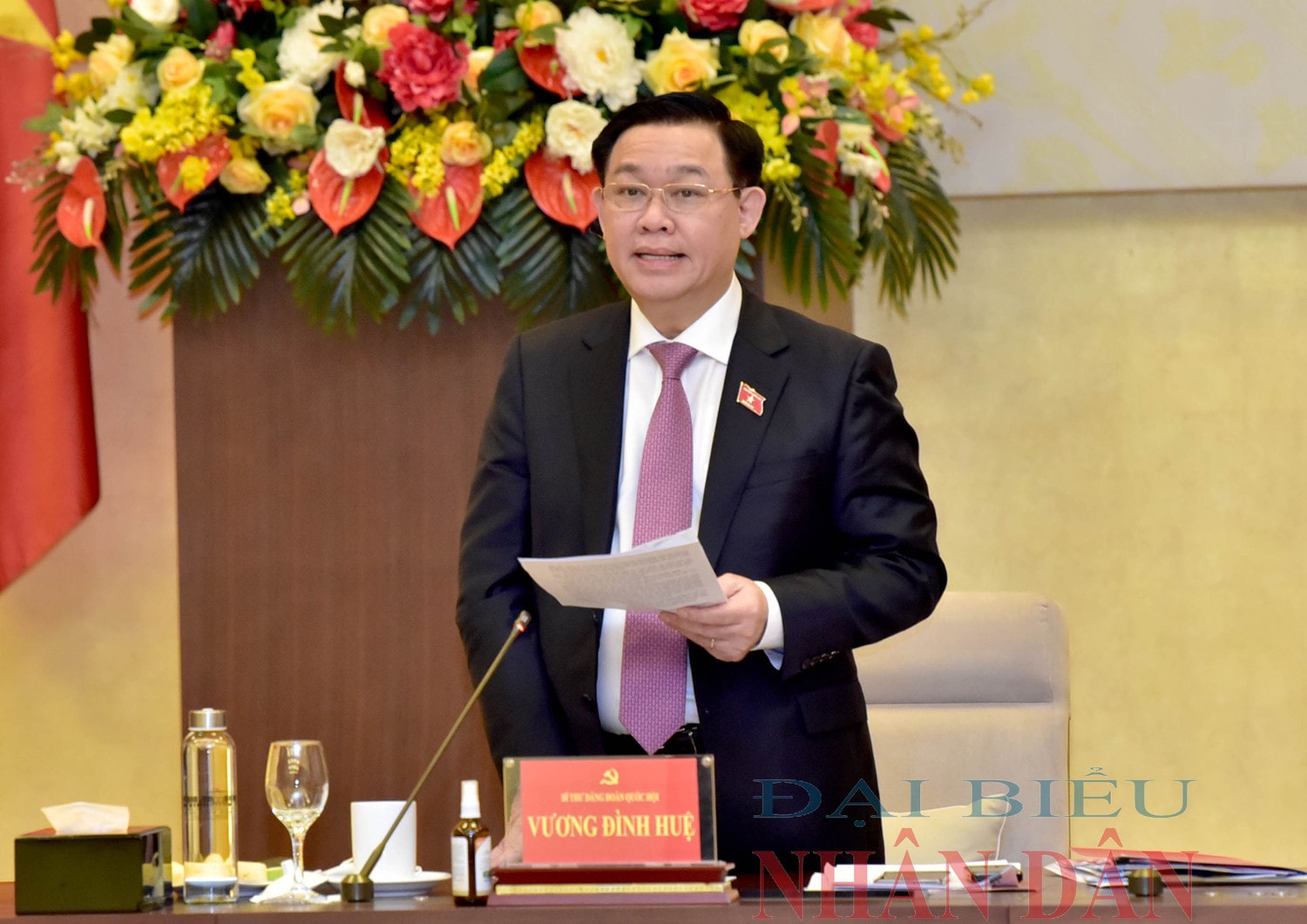 Chủ tịch Quốc hội Vương Đình Huệ phát biểu tại cuộc làm việc Ảnh: Lâm Hiển