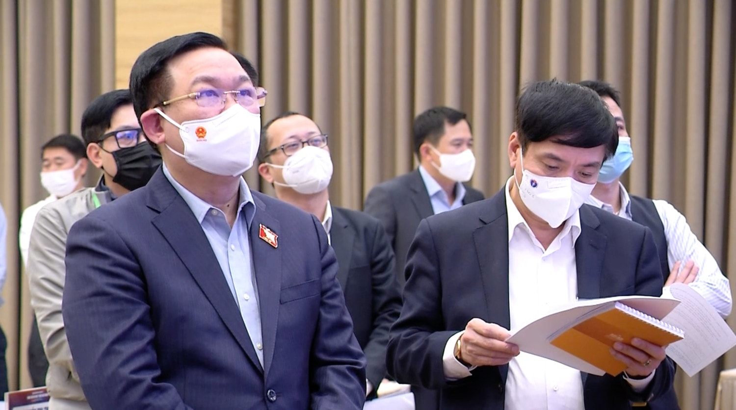 Chủ tịch Quốc hội Vương Đình Huệ kiểm tra công tác chuẩn bị tổ chức Diễn đàn Kinh tế Việt Nam 202 Ảnh: Phạm Thuý