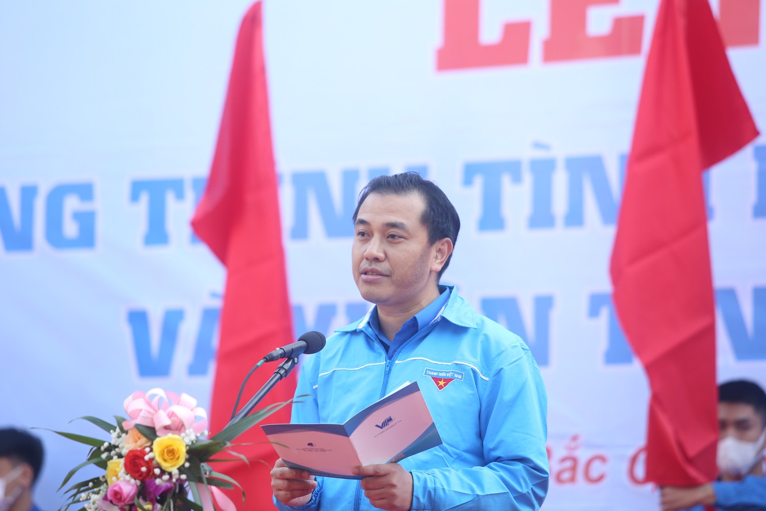 Phó Chủ tịch Thường trực Trung ương Hội Liên hiệp Thanh niênViệt Nam Nguyễn Hải Minh phát biểu tại buổi lễ Phó Chủ tịch thường trực Hội LHTN Việt Nam Nguyễn Hải Minh phát biểu tại buổi lễ