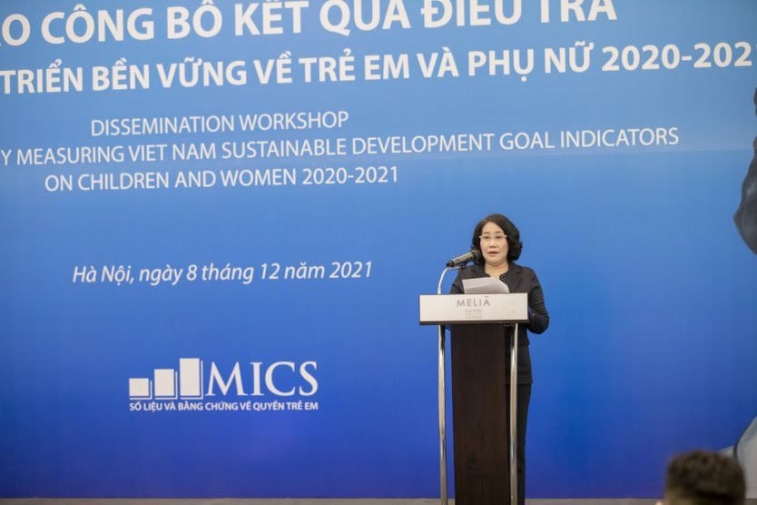 Tiến sĩ Nguyễn Thị Hương, Tổng cục trưởng Tổng cục Thống kê phát biểu tại lễ công bố.