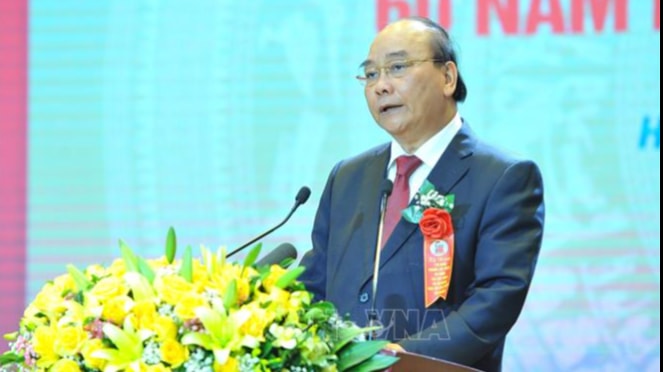 Chủ tịch Nước Nguyễn Xuân Phúc phát biểu tại buổi lễ. (Ảnh: Minh Đức/TTXVN)