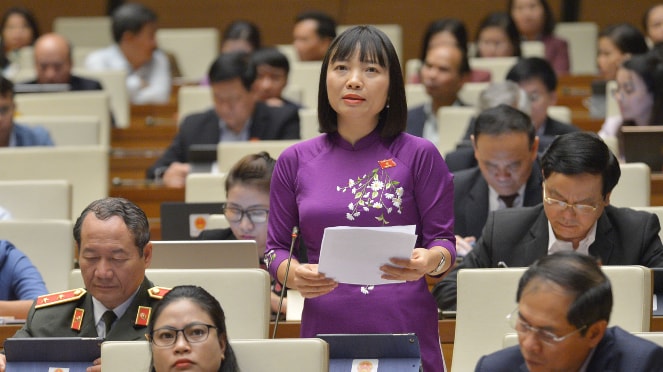 Đại biểu Quốc hội Nguyễn Thị Việt Nga (Hải Dương) phát biểu tại hội trường
