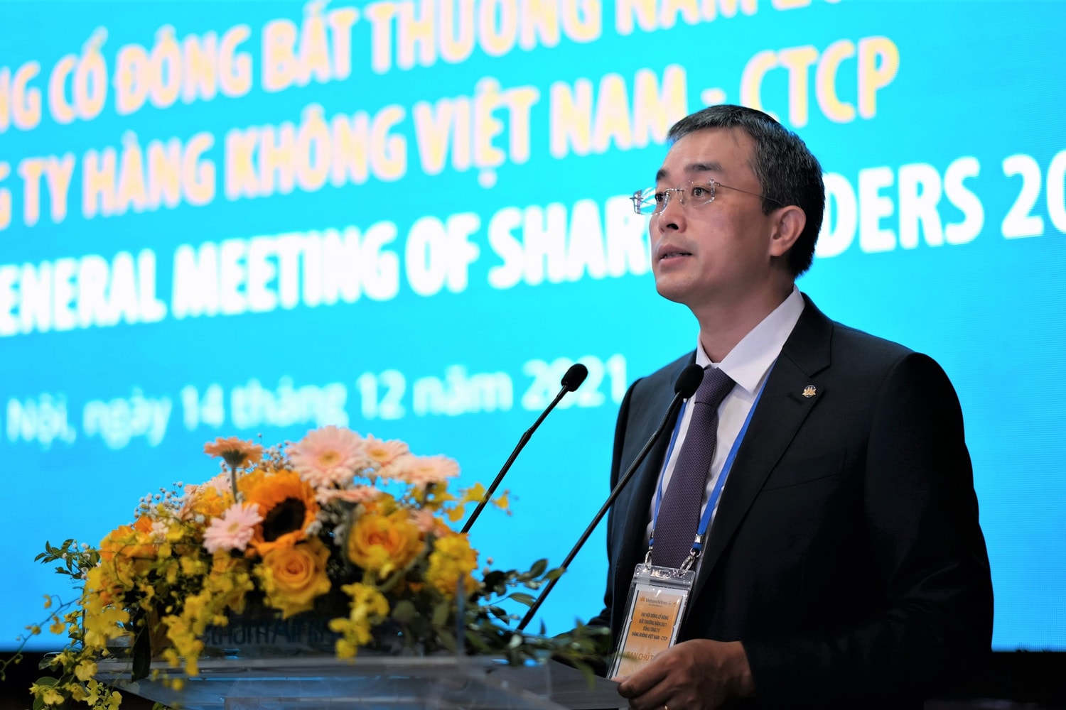 Ông Đặng Ngọc Hòa, Chủ tịch HĐQT Vietnam Airlines, phát biểu