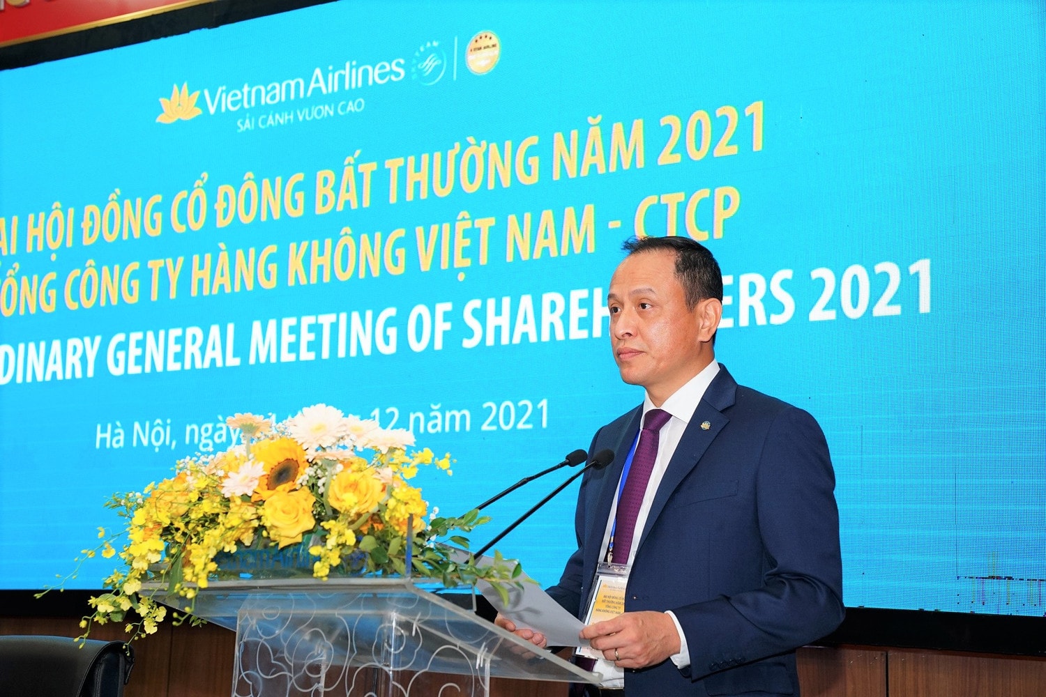 Ông Lê Hồng Hà, Tổng giám đốc Vietnam Airlines phát biểu Ông Lê Hồng Hà, Tổng giám đốc Vietnam Airlines, phát biểu