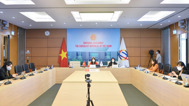 Đoàn đại biểu Quốc hội Việt Nam tham dự phiên toàn thể thứ nhất, Hội nghị APPF-29 từ điểm cầu Nhà Quốc hội