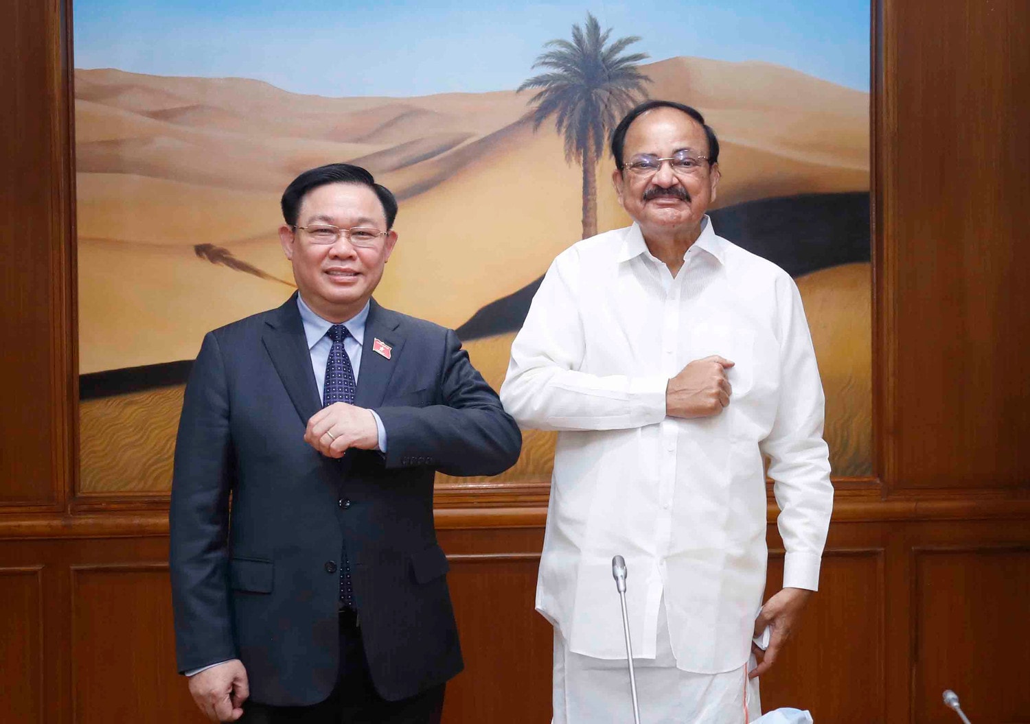 Chủ tịch Quốc hội Vương Đình Huệ gặp Phó Tổng thống kiêm Chủ tịch Thượng viện Ấn Độ Venkaiah Naidu Ảnh: Doãn Tấn/TTXVN Ảnh: Doãn Tấn/TTXVN