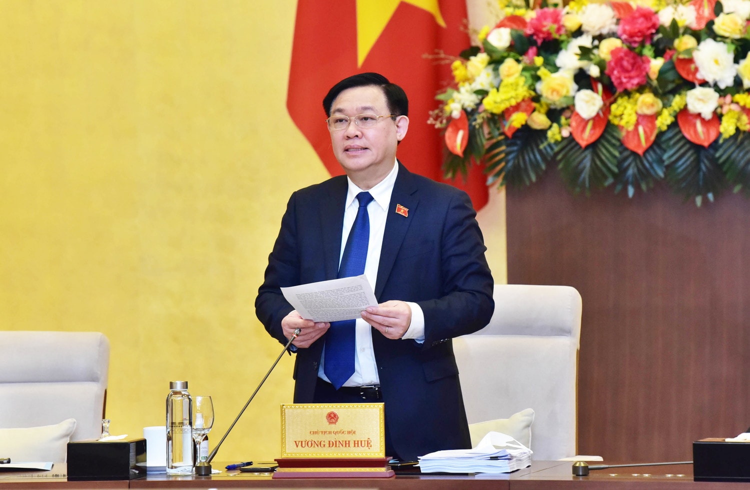 Chủ tịch Quốc hội Vương Đình Huệ phát biểu bế mạc Phiên họp thứ Sáu Ảnh: Lâm Hiển