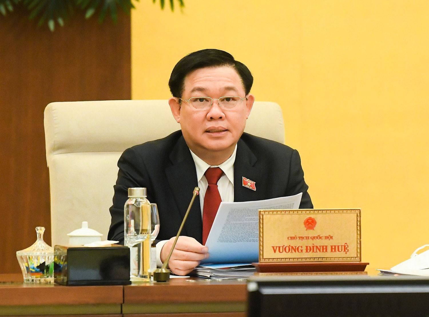 Chủ tịch Quốc hội Vương Đình Huệ phát biểu tại Phiên họp Nguồn: quochoi.vn