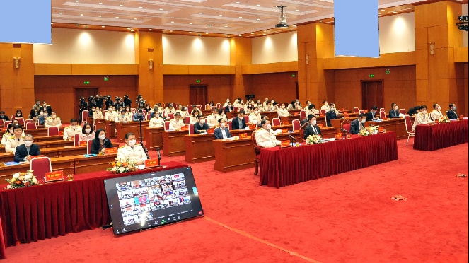 Quang cảnh hội nghị tại điểm cầu Tổng cục Thuế