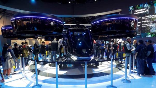 Máy bay cất và hạ cánh thẳng đứng Bell Nexus được trưng bày tại CES 2019.