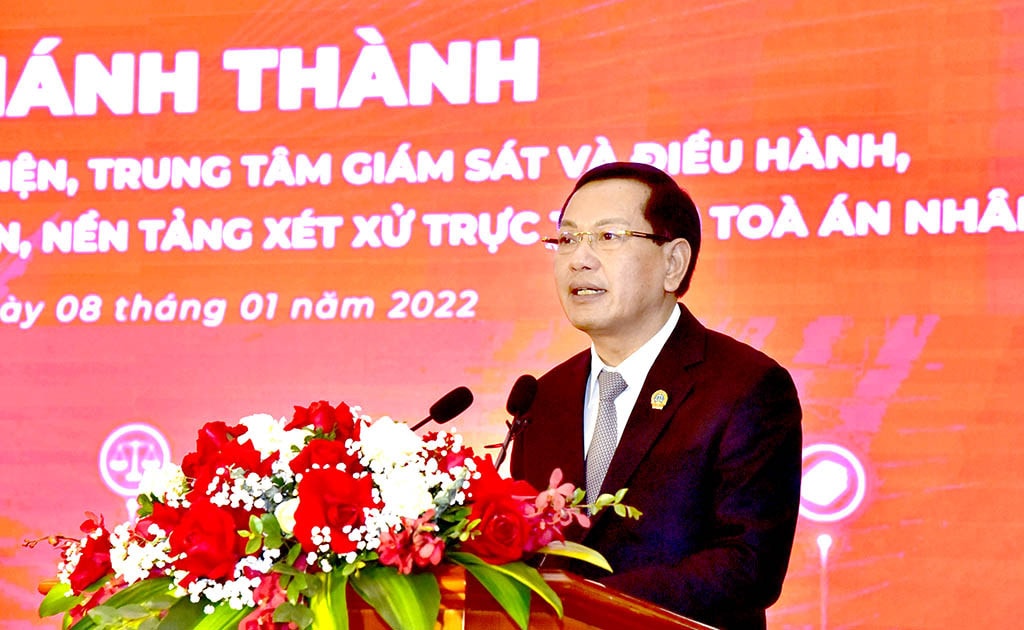 Phó chánh án Toà án nhân dân tối cao Nguyễn Văn Du phát biểu