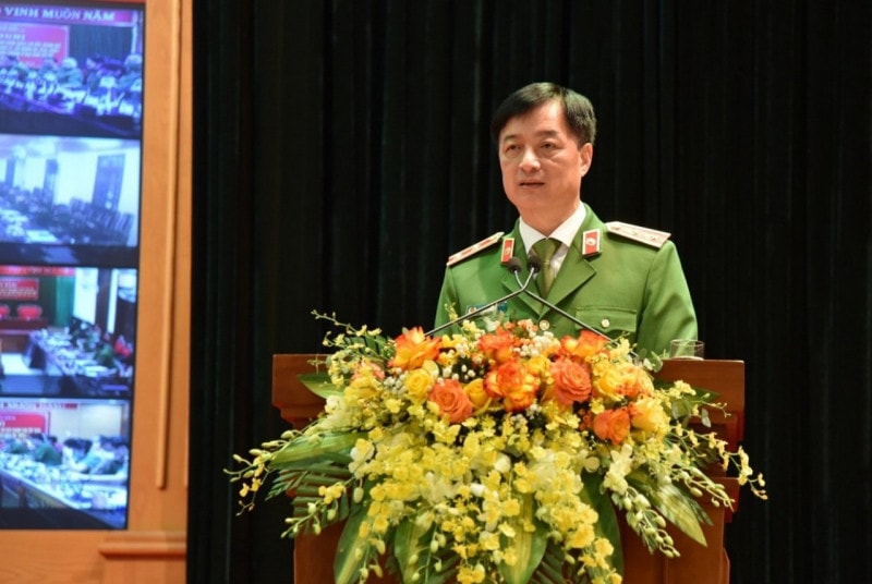 Thứ trưởng Bộ Công an, Trung tướng Nguyễn Duy Ngọc phát biểu tại hội nghị