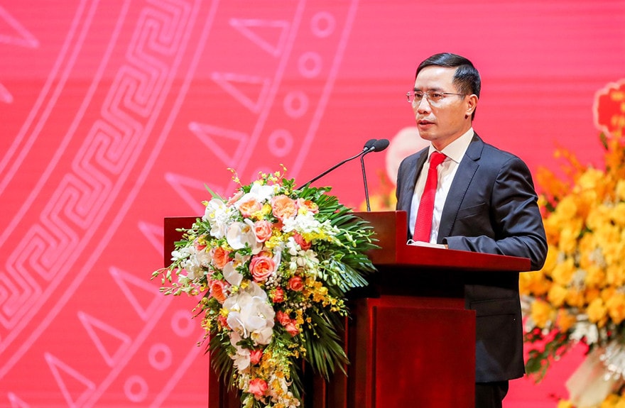 Bí thư Đảng ủy, Chủ tịch HĐTV Phạm Đức Ấn phát biểu tại Hội nghị