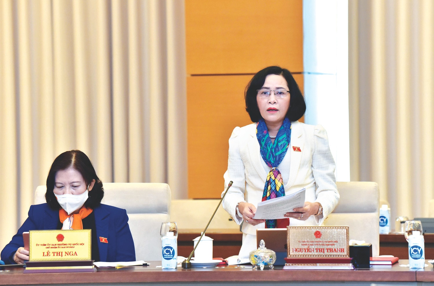 Trưởng Ban Công tác đại biểu Nguyễn Thị Thanh phát biểu tại phiên họp Ảnh: L. Hiển