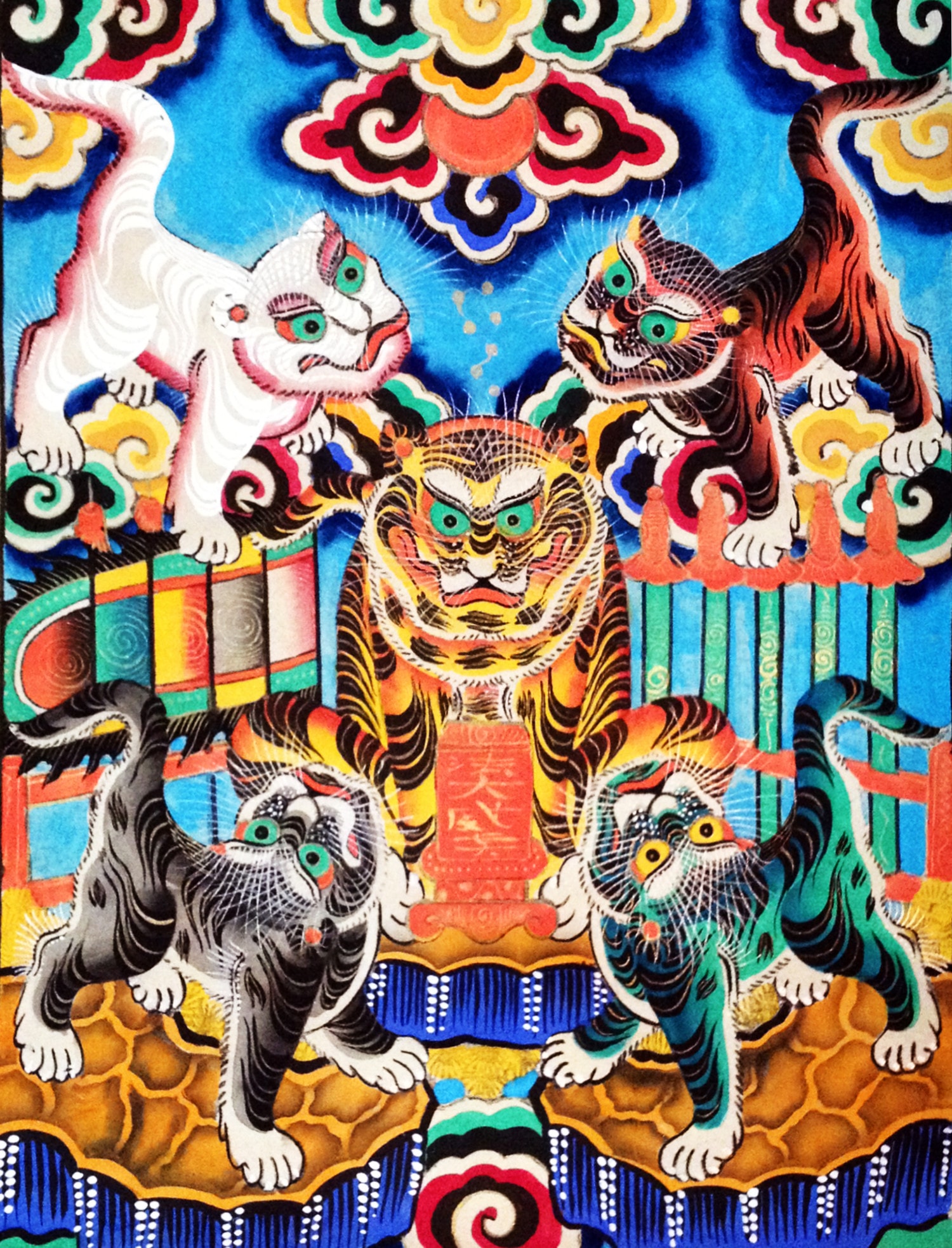Ngũ Hổ - tranh dân gian Hàng Trống Ngũ Hổ - tranh dân gian Hàng Trống