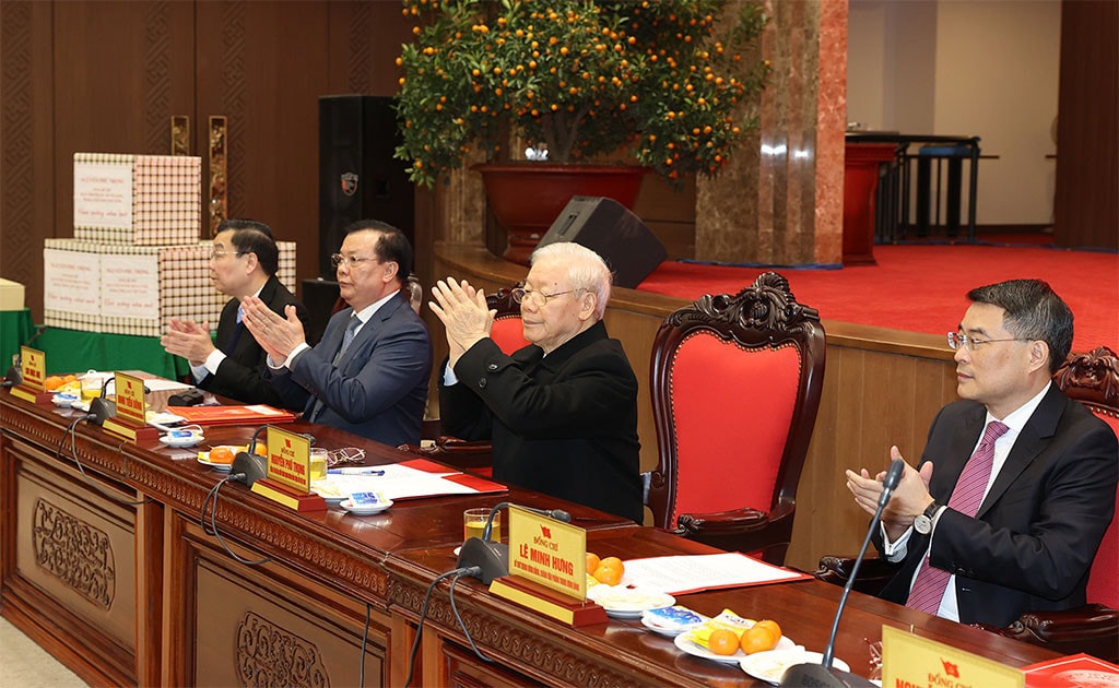 Tổng Bí thư Nguyễn Phú Trọng thăm và chúc Tết Đảng bộ, chính quyền và nhân dân Thủ đô Hà Nội. Ảnh : Trí Dũng – TTXVN