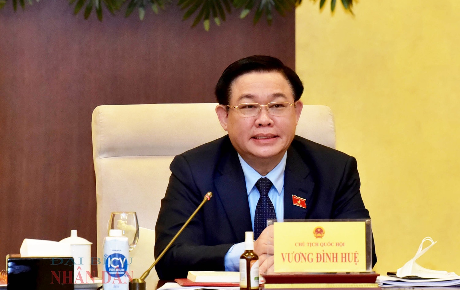 Chủ tịch Quốc hội Vương Đình Huệ phát biểu tại cuộc làm việc Ảnh: Lâm Hiển