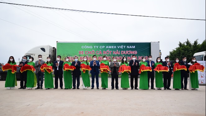 Bộ trưởng Bộ NN và PTNT dự Lễ xuất khẩu tấn cà rốt đầu tiên tỉnh Hải Dương năm 2022