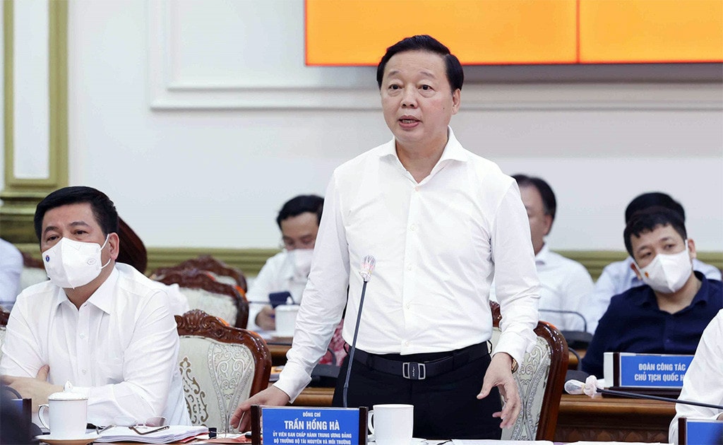 Bộ trưởng Bộ Tài nguyên và Môi trường Trần Hồng Hà phát biểu Ảnh: Doãn Tấn