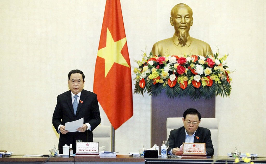 Phó Chủ tịch Thường trực Quốc hội Trần Thanh Mẫn điều hành phiên họp Ảnh: Hồ Long