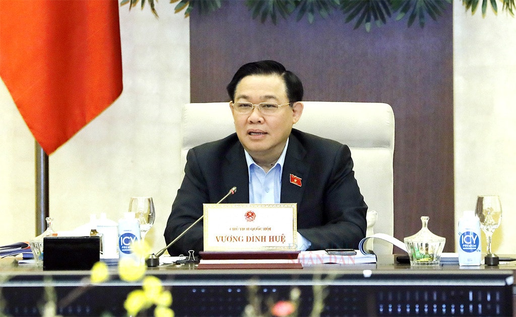 Chủ tịch Quốc hội Vương Đình Huệ phát biểu Ảnh: Hồ Long