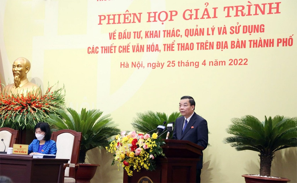 Chủ tịch UBND TP Hà Nội Chu Ngọc Anh phát biểu làm rõ một số nội dung tại phiên giải trình