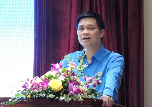 Phó Chủ tịch Tổng Liên đoàn Lao động Việt Nam Ngọ Duy Hiểu phát biểu