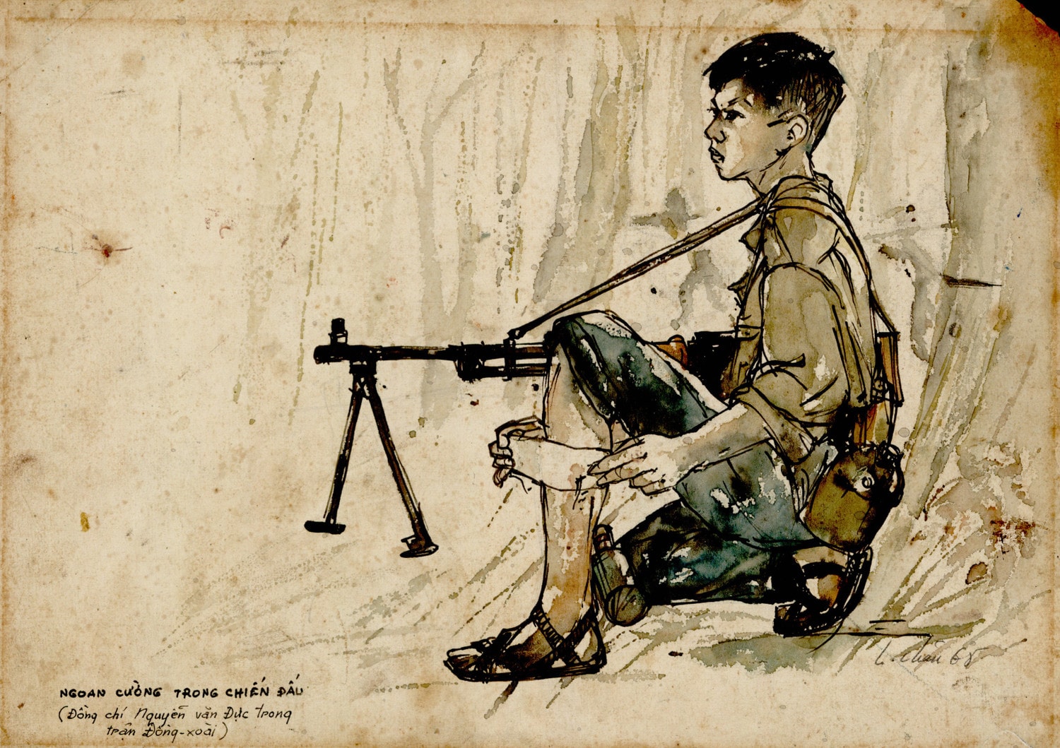 Ngoan cường trong chiến đấu”, tác phẩm của họa sĩ Cổ Tấn Long Châu, 1968
