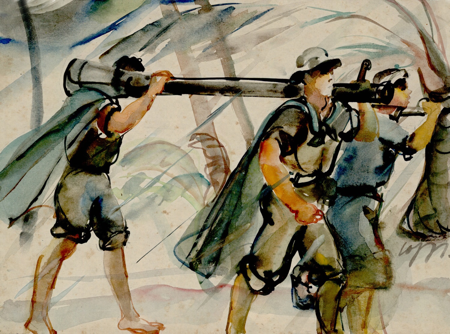 “Hành quân”, tác phẩm của họa sĩ Nguyễn Thanh Châu, 1971