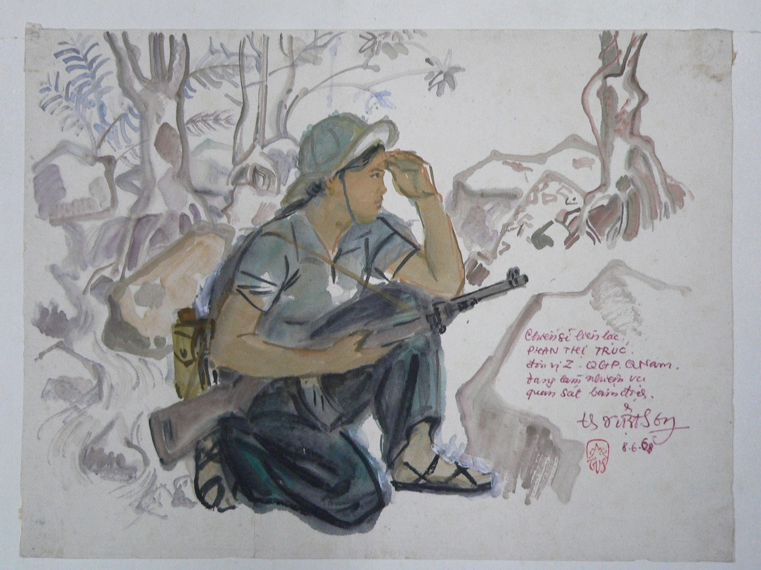 “Chiến sĩ liên lạc Phan Thị Trúc”, tác phẩm của họa sĩ Trần Việt Sơn, 1968 “Chiến sĩ liên lạc Phan Thị Trúc”, tác phẩm của họa sĩ Trần Việt Sơn, 1968