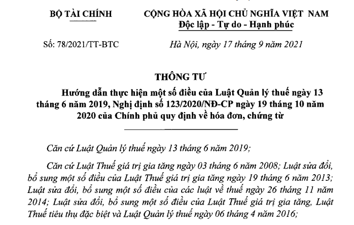 Thông tư số 78/2021/TT-BTC quy định về tiêu chí lựa chọn tổ chức cung cấp dịch vụ về hóa đơn điện tử được coi là một dạng của điều kiện kinh doanh Nguồn: ITN