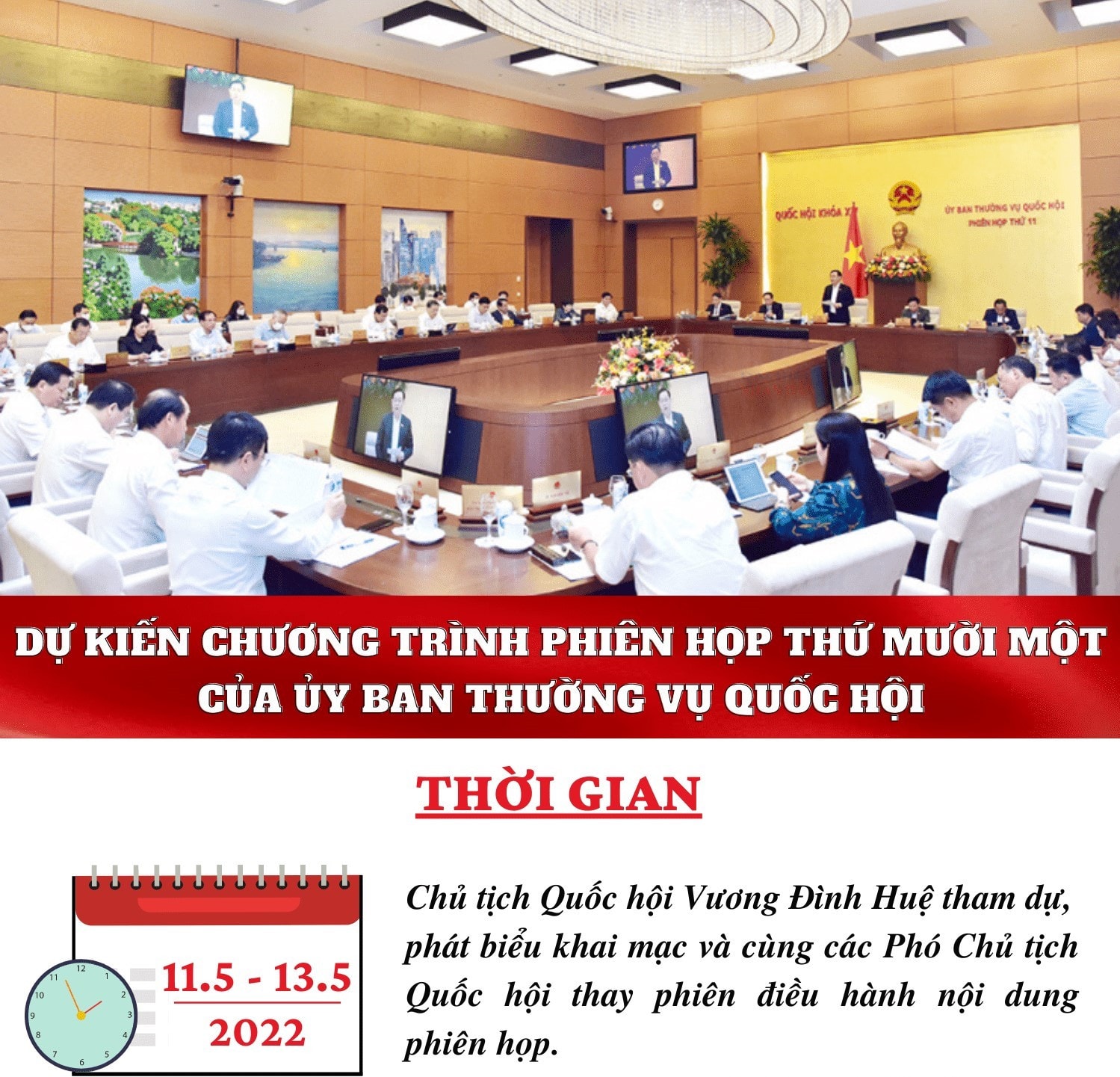 Chương trình phiên họp thứ Mười một của Ủy ban Thường vụ Quốc hội -0