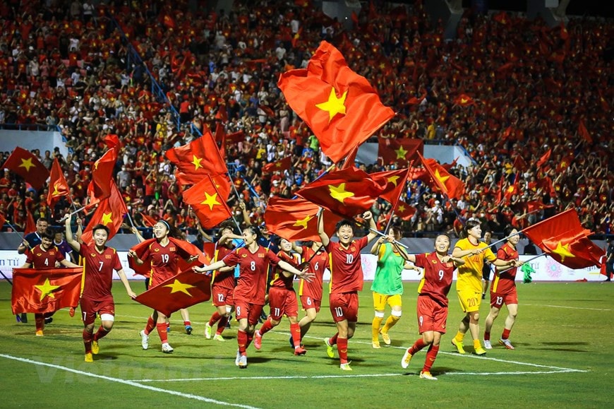 Đội tuyến bóng đá nữ Việt Nam lần thứ 7 giành HCV SEA Games - Ảnh: Vietnam+