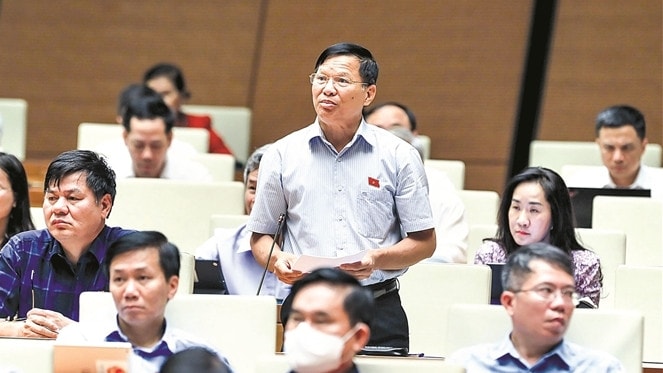 Đại biểu Quốc hội Trần Văn Tiến (Vĩnh Phúc) tham gia ý kiến tại hội trường Ảnh: X. Việt
