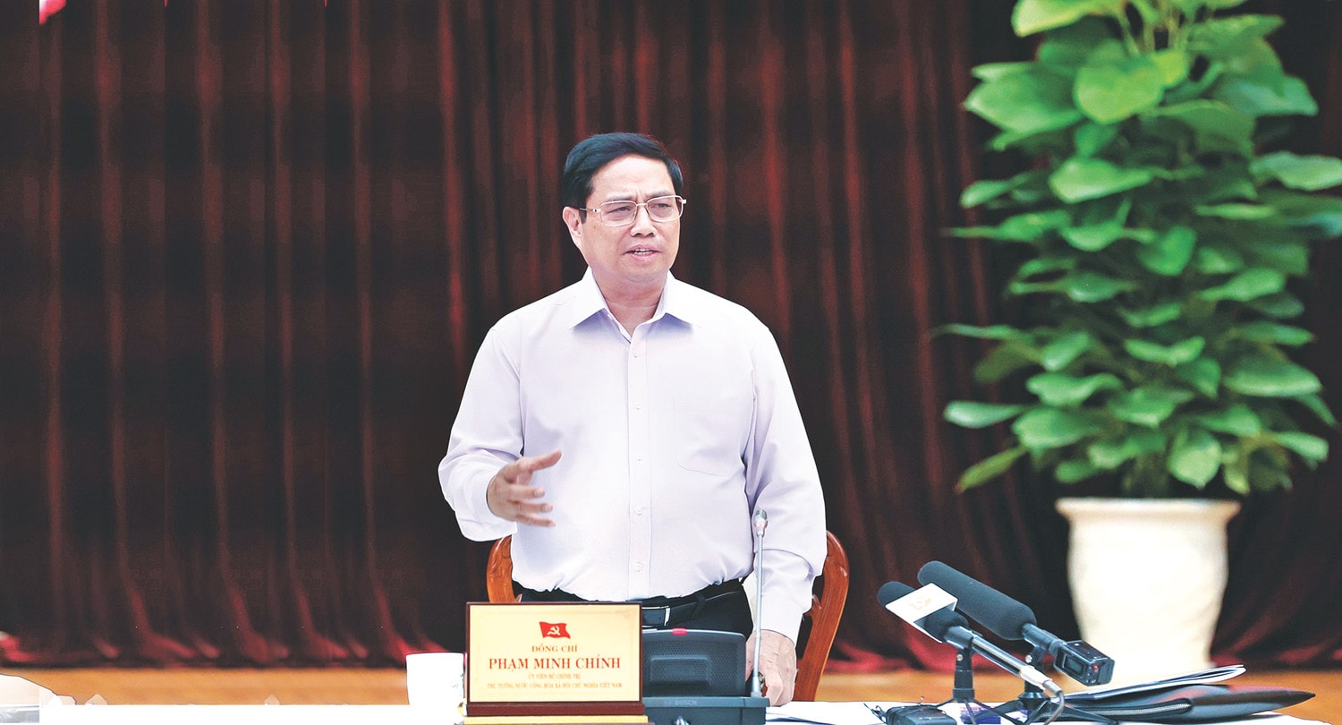 Thủ tướng Phạm Minh Chính phát biểu tại cuộc làm việc Ảnh: Dương Giang
