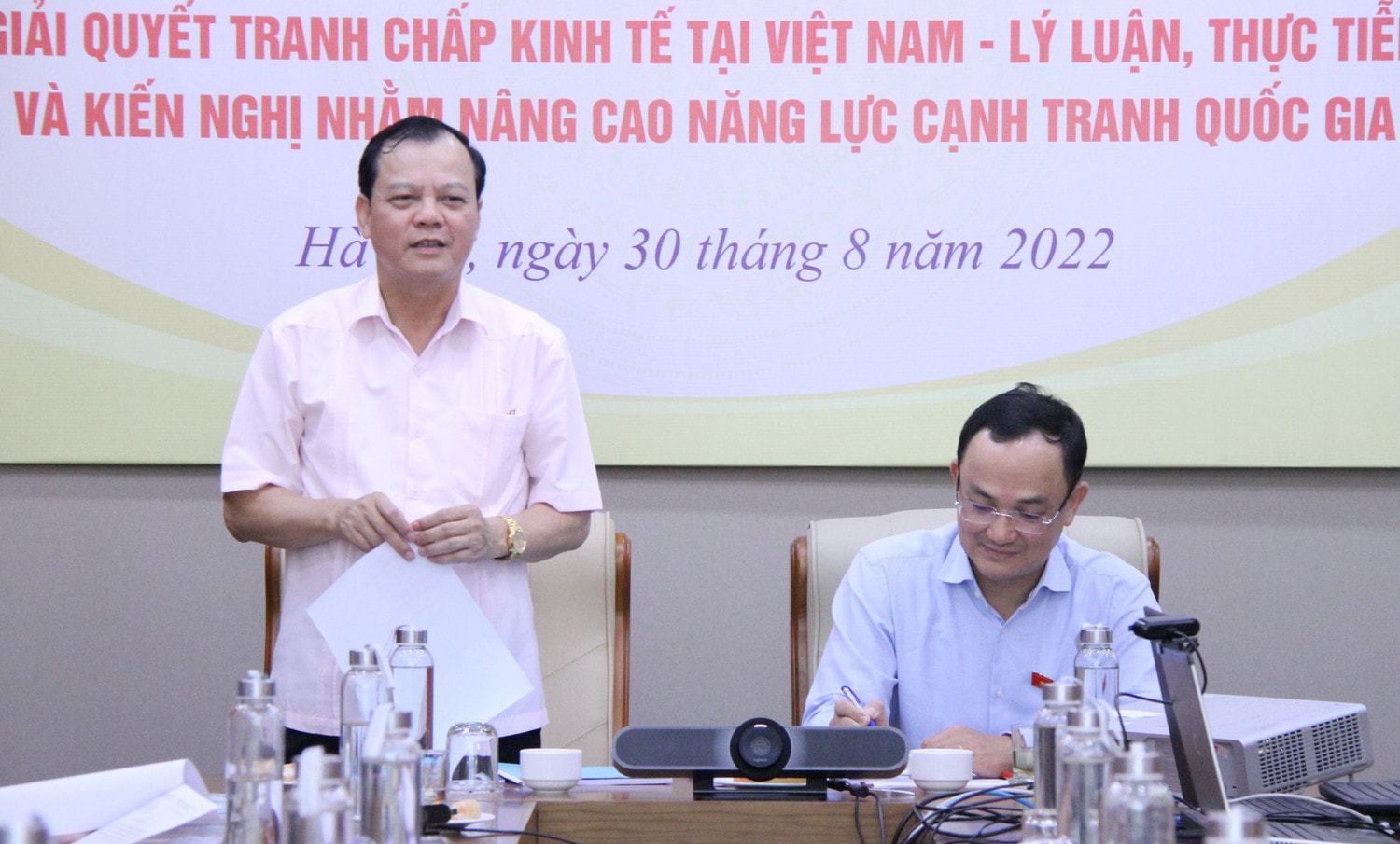 Phó Viện trưởng Viện Nghiên cứu lập pháp TS. Lê Hải Đường phát biểu tại hội thảo. Ảnh: Minh Trang
