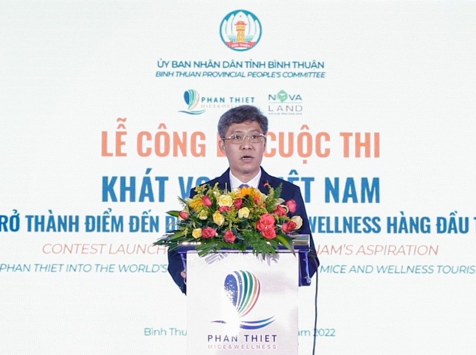 Phó Chủ tịch UBND tỉnh Bình Thuận Nguyễn Minh phát biểu tại Lễ Công bố cuộc thi Công bố Cuộc thi Khát vọng Việt Nam -0