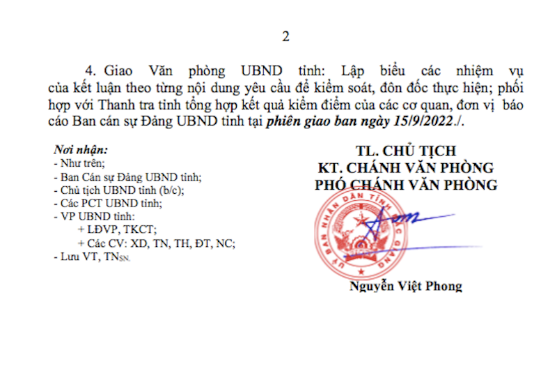 Yêu cầu báo cáo kết quả thực hiện kết luận của Thanh tra Chính phủ tại tỉnh Bắc Giang