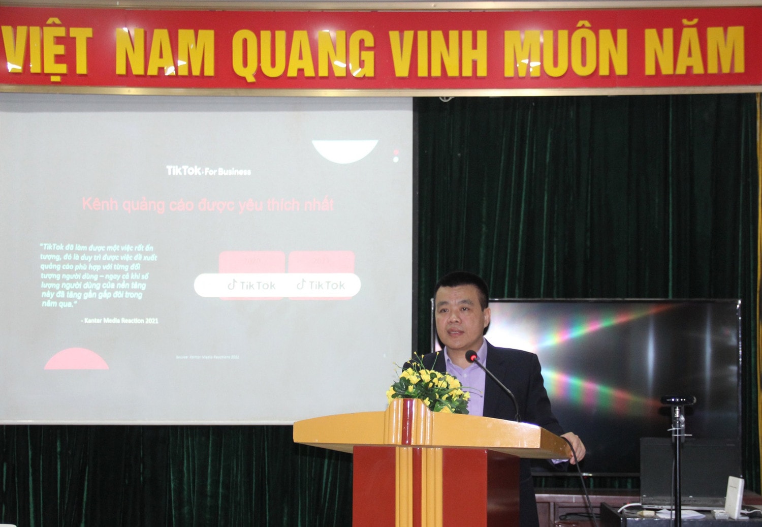 Ông Nguyễn Lâm Thanh, đại diện Tiktok tại Việt Nam phát biểu khai mạc Hà Nội tập huấn và hỗ trợ xúc tiến thương mại cho các chủ thể OCOP trên nền tảng tiktok -0