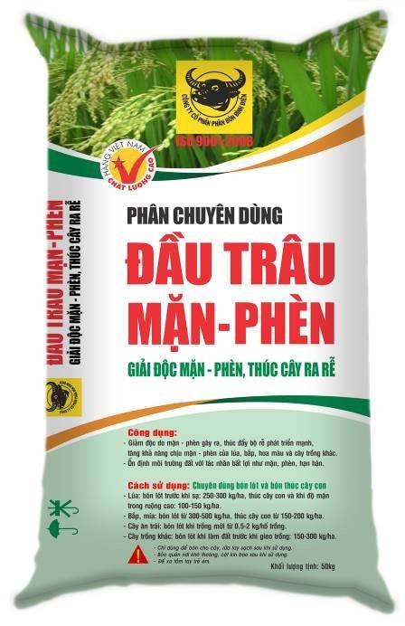 Phân bón Đầu Trâu Mặn – Phèn thích hợp bón lót cải tạo đất lúa nhiễm phèn mặn