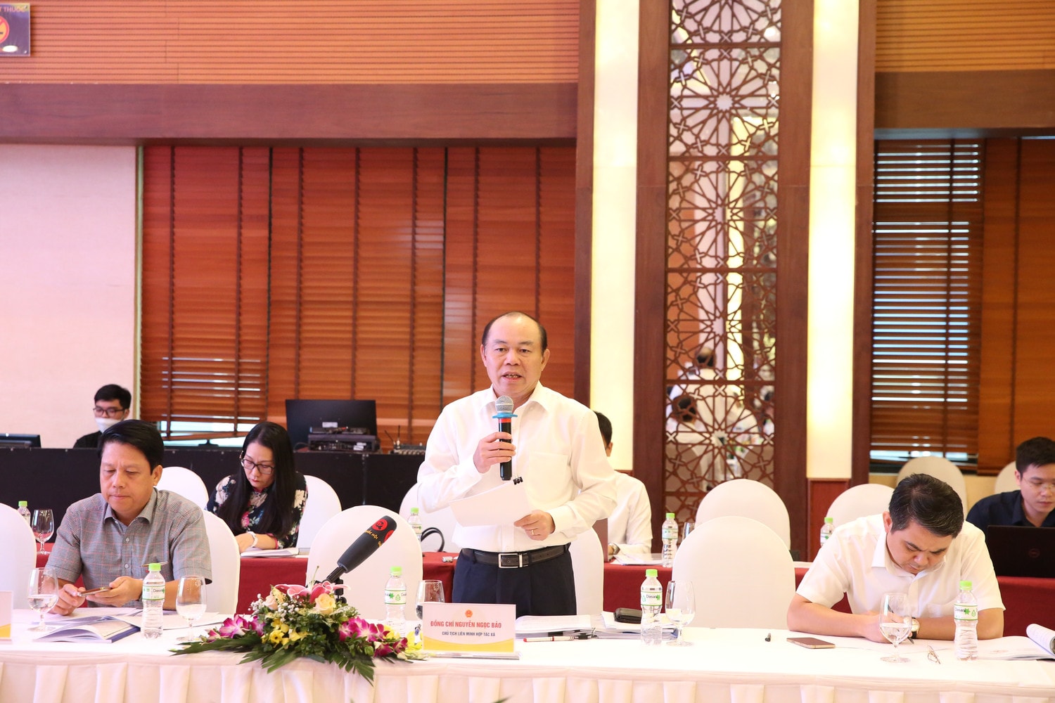Chủ tịch Liên minh Hợp tác xã Việt Nam Nguyễn Ngọc Bảo góp ý về dự thảo luật Ảnh: Trung Thành