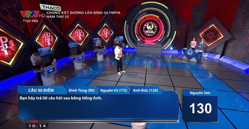 Phần thi có đáp án chưa chính xác trong trận Chung kết Đường lên đỉnh Olympia 22. (Ảnh chụp màn hình).