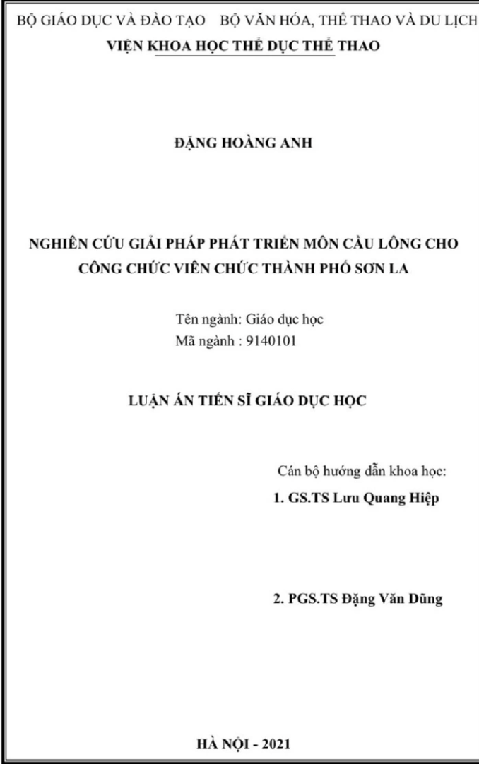 Kết quả thẩm định Luận án tiến sĩ “môn cầu lông” gây xôn xao: Không đạt! -0
